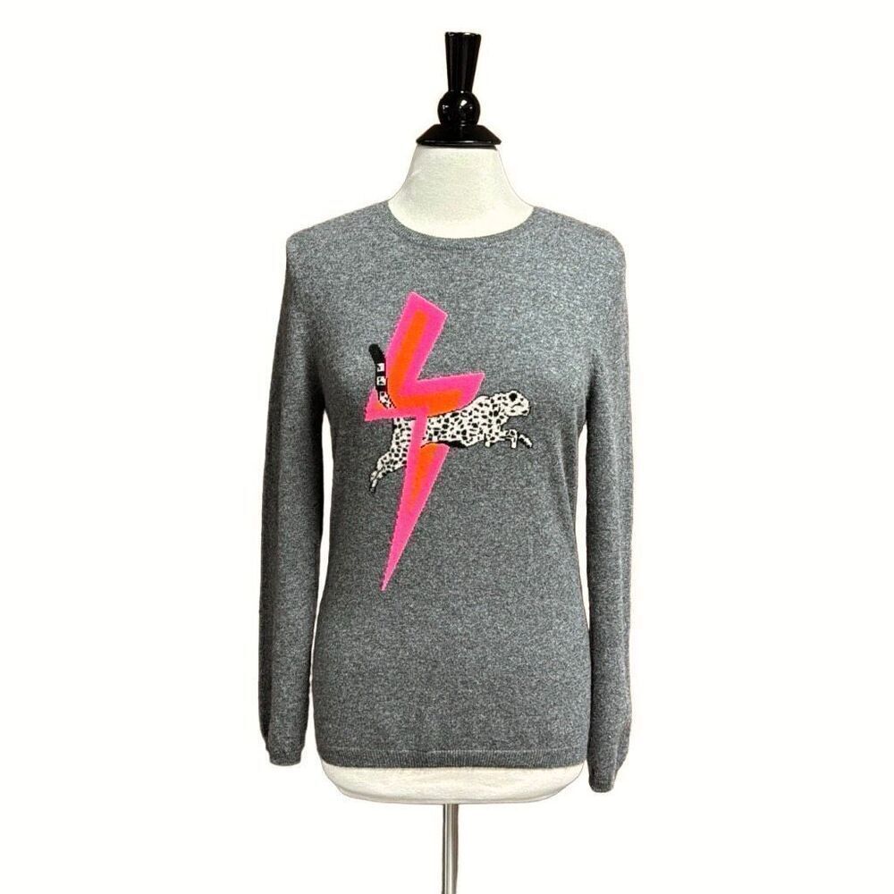 Wyse London Gray Cashmere Lightning Bolt Sweater Size 2